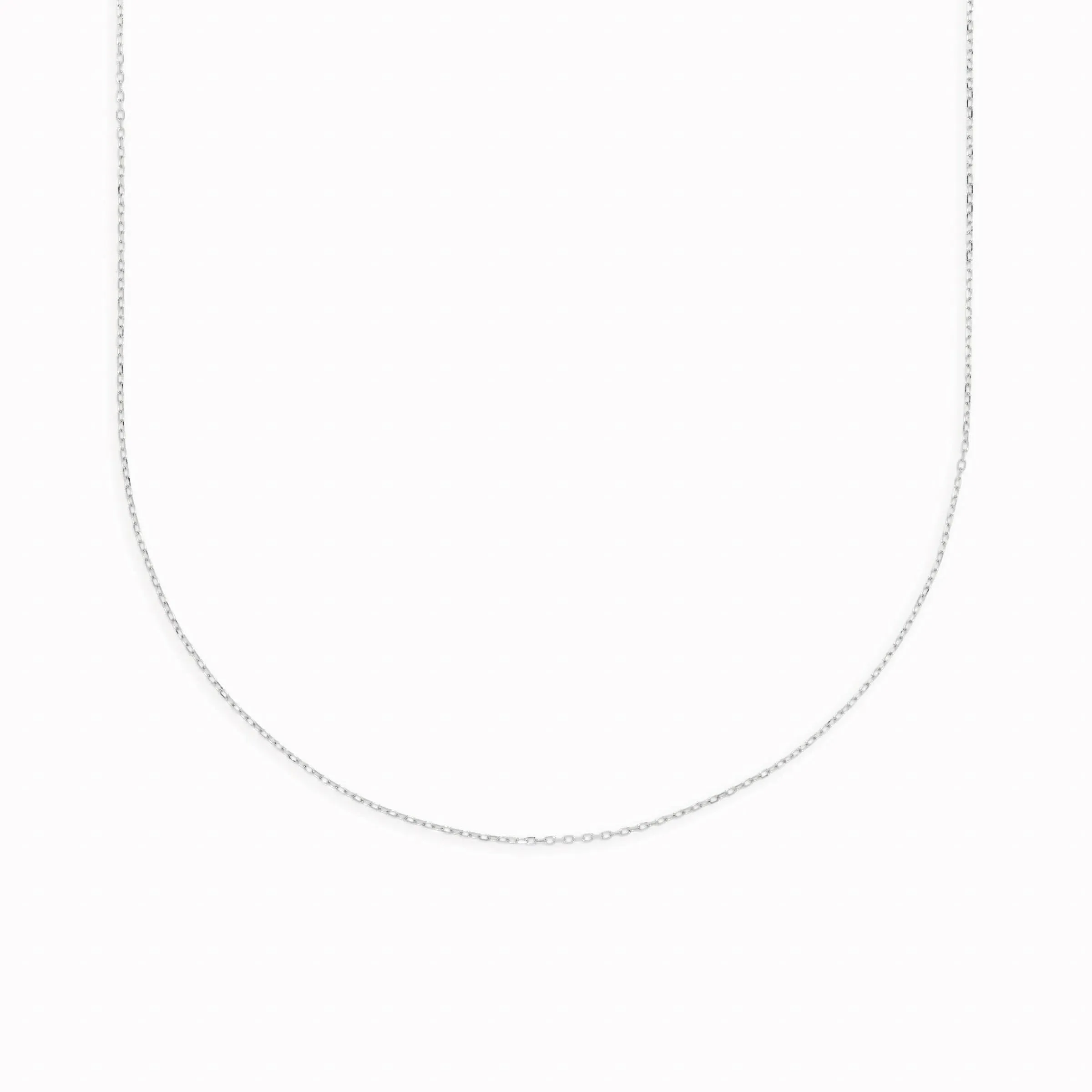 White Gold Cable Chain Necklace (16 inches) - Tyra