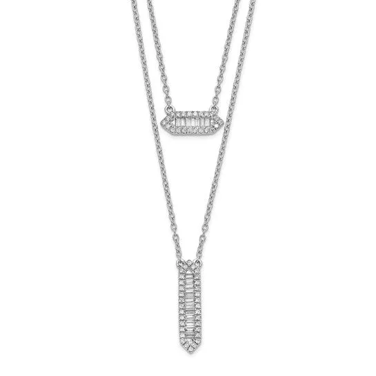 White Gold Double Strand 18in Necklace