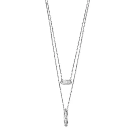 White Gold Double Strand 18in Necklace