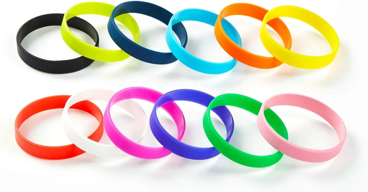 Wholesale 6pcs/pack Single Color Silicone Wristbands Rubber Bracelets for Training,Parties,Events,Sports and for Office Supplies File