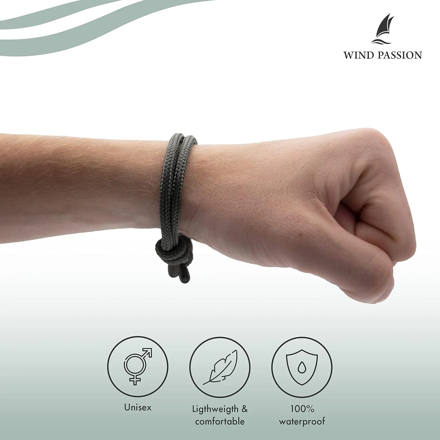 Wind Passion - Rope Bracelet for Men & Women - Adjustable Sailors Knot Paracord Bracelet - Waterproof & Sturdy