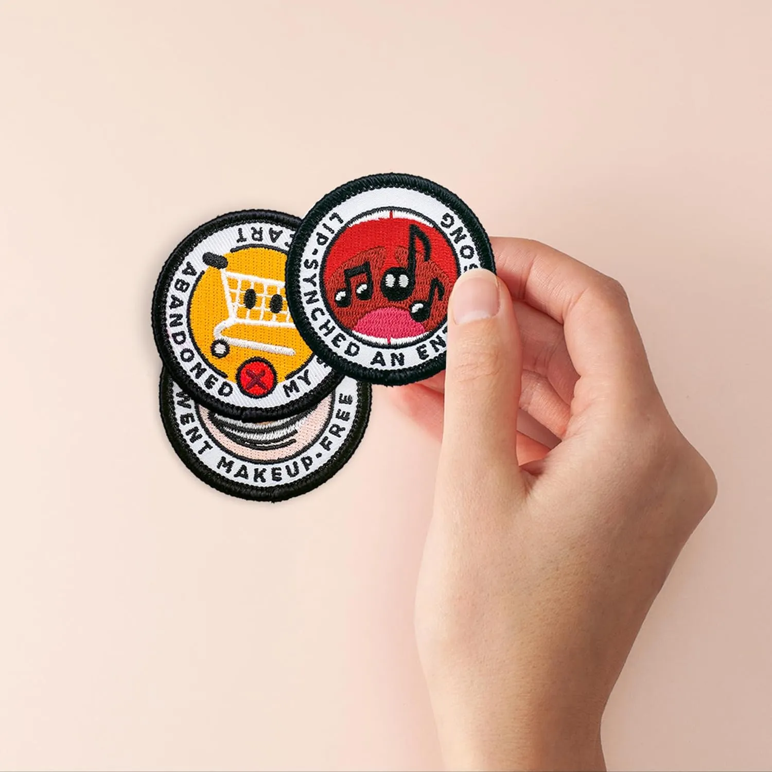 Winks For Days Adulting Merit Badge Embroidered Iron-On Patches (You Go Girl - Set 1) - Includes Three (3) 2" Patches: Abandoned My Shopping Cart, Went Makeup-Free, and Lip-Synched an Entire Song