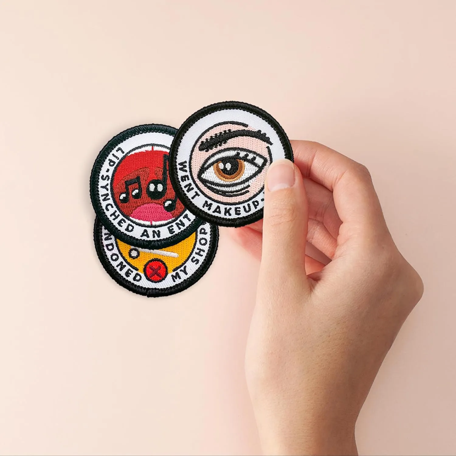Winks For Days Adulting Merit Badge Embroidered Iron-On Patches (You Go Girl - Set 1) - Includes Three (3) 2" Patches: Abandoned My Shopping Cart, Went Makeup-Free, and Lip-Synched an Entire Song