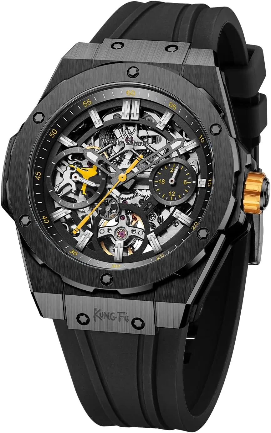 WM Watch - WM128 Skeleton Watch 42mm 7590A Mechanical Watch 5ATM Automatic Watches for Men