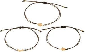 Women's Bracelet Hand Woven Sun Moon 3 Pieces Black Rope Lucky Jewelry Friendship Bracelet bracelet jewelri, Medium, so shown