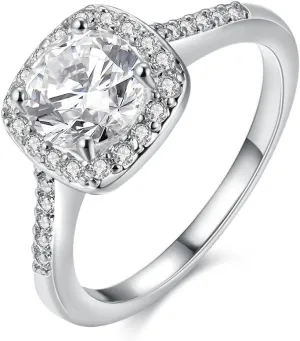 Women's CZ Crystal Square Engagement Rings Best Promise Rings Wedding Bands for Women KR002-2D