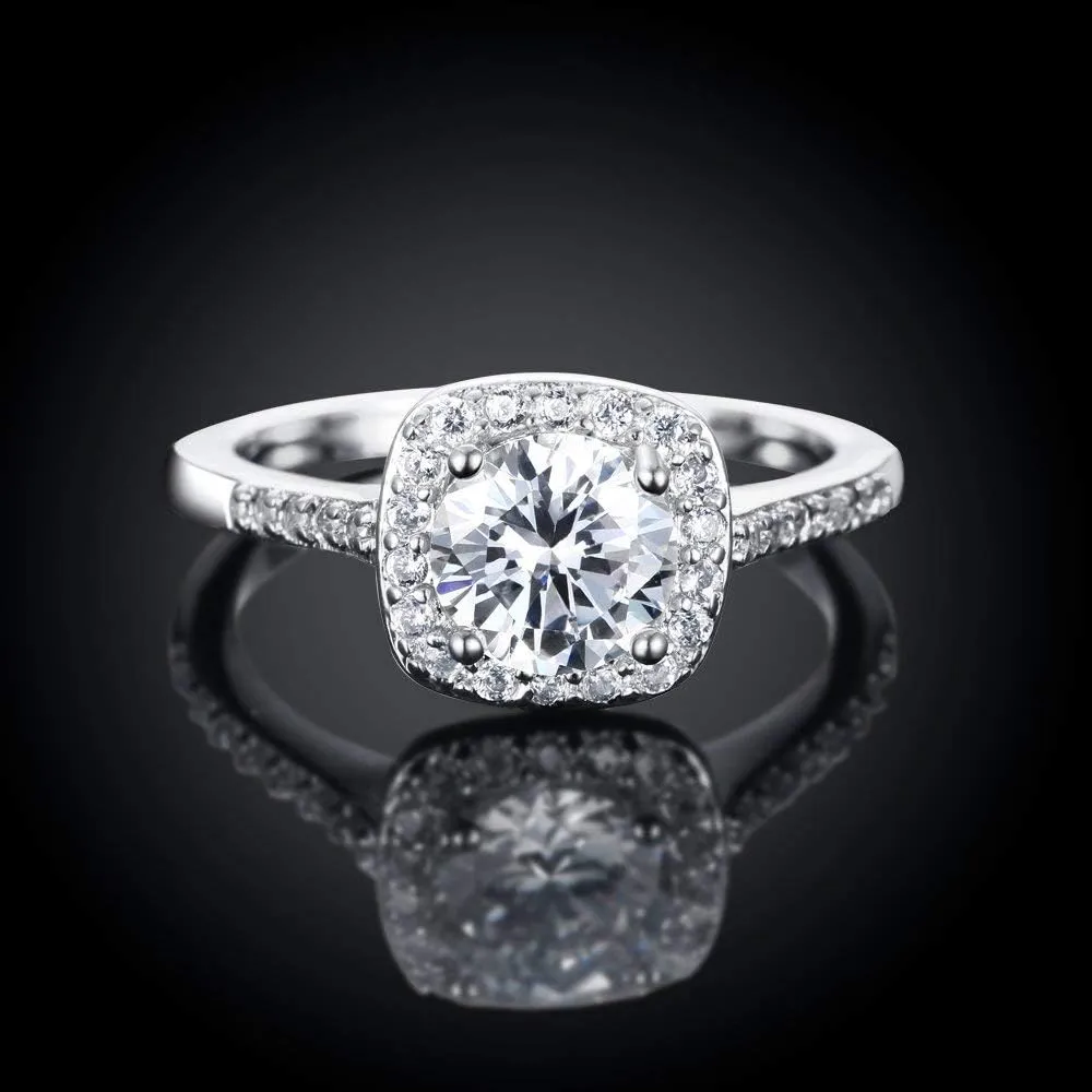 Women's CZ Crystal Square Engagement Rings Best Promise Rings Wedding Bands for Women KR002-2D