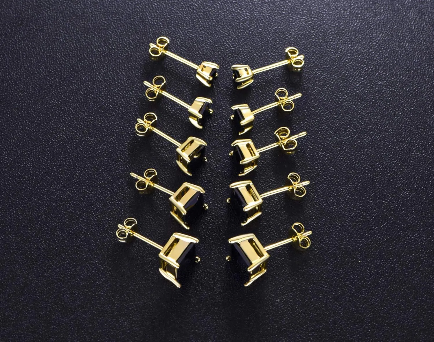 Womens Mens 18K Gold Plated Clear Cubic Zirconia Stud Earrings(5 Pairs)