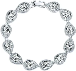 Women's Silver-Tone Clear CZ Cubic Zirconia Pear Shape Teardrop Jewelry
