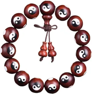 Xiaoye Purple Sandalwood Buddha Bead Tai Chi Bagua Bracelet Blood Sandalwood Prayer Bead Male Female Hand String Natural Wood Meditation Buddha Bead Bracelet