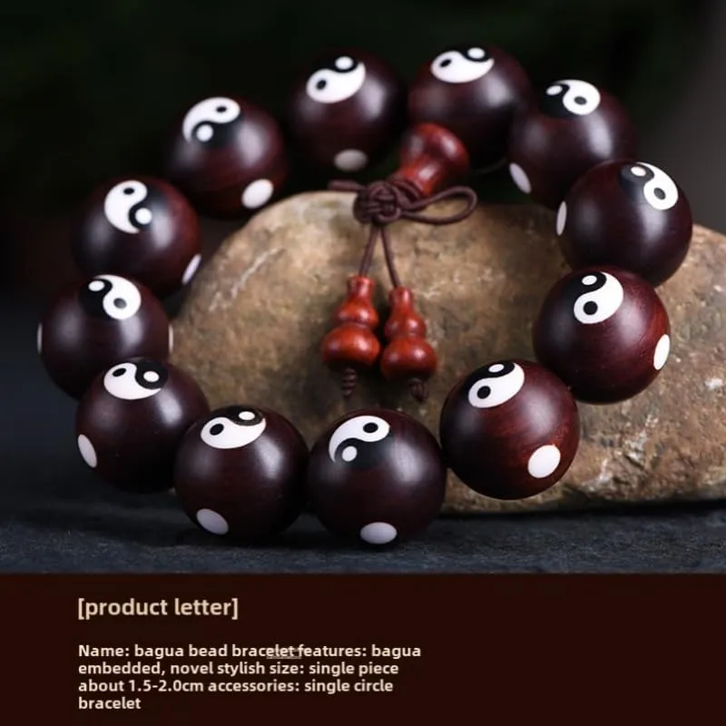 Xiaoye Purple Sandalwood Buddha Bead Tai Chi Bagua Bracelet Blood Sandalwood Prayer Bead Male Female Hand String Natural Wood Meditation Buddha Bead Bracelet