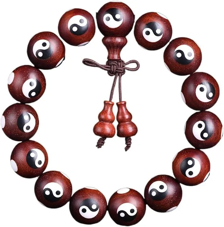 Xiaoye Purple Sandalwood Buddha Bead Tai Chi Bagua Bracelet Blood Sandalwood Prayer Bead Male Female Hand String Natural Wood Meditation Buddha Bead Bracelet