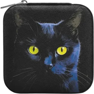 xigua Black Cat Jewelry Box for Women Girls, Portable PU Leather Mini Jewelry Travel Case for Ring, Earring, Necklace, Bracelet