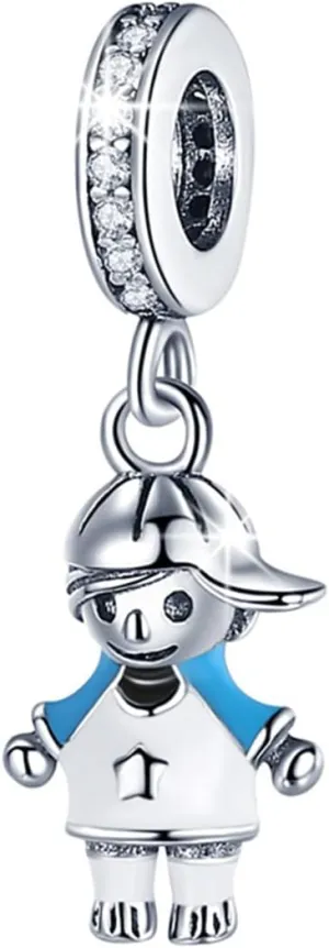 XinYouZhi Little Boy for Bracelet Beads S925 Sterling Silver Cartoon Charm with Cubic Zirconia Jewelry Birthday Valentines Day Choices for Women