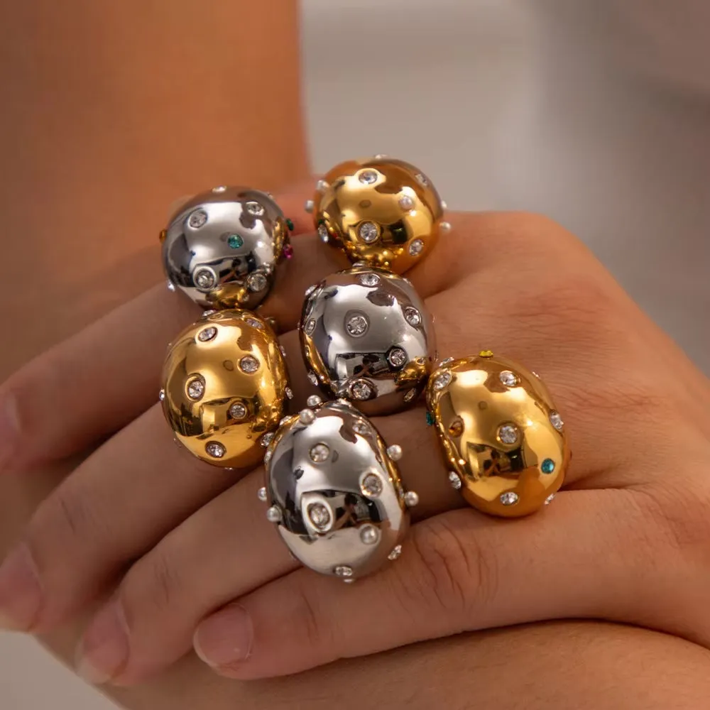 XL Teardrop Stainless Steel Pearl Gemstone Ring