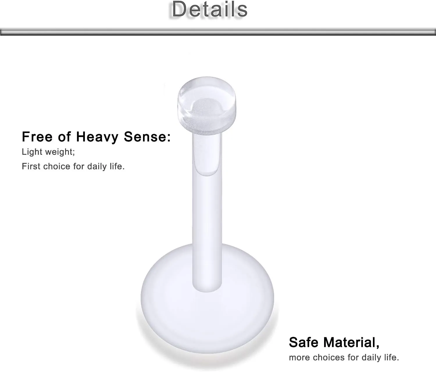 Yaalozei 16G Clear Plastic Push in Lip Labret Monroe Medusa Ring Piercing Retainers for Surgery Clear Bioflex Hypoallergenic Cartilage Tragus Helix Conch Earrings Stud Piercing Jewelry for Women Men