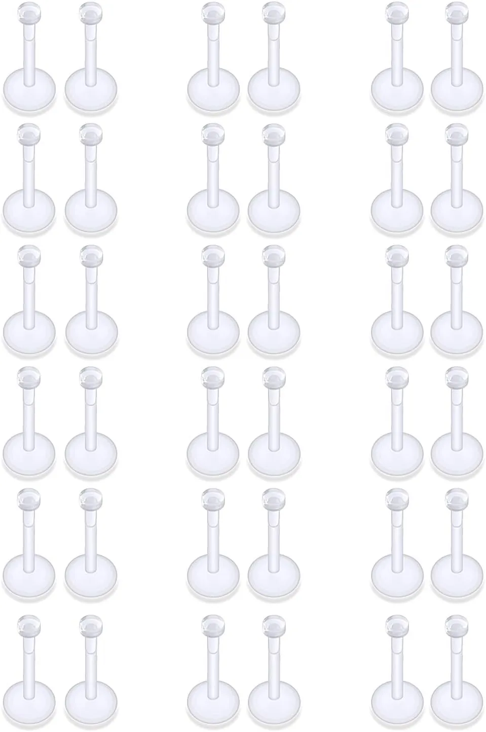 Yaalozei 16G Clear Plastic Push in Lip Labret Monroe Medusa Ring Piercing Retainers for Surgery Clear Bioflex Hypoallergenic Cartilage Tragus Helix Conch Earrings Stud Piercing Jewelry for Women Men