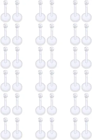 Yaalozei 16G Clear Plastic Push in Lip Labret Monroe Medusa Ring Piercing Retainers for Surgery Clear Bioflex Hypoallergenic Cartilage Tragus Helix Conch Earrings Stud Piercing Jewelry for Women Men