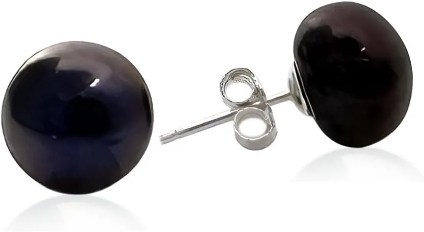 YING LAN Pearl Earrings for Women,AAA Freshwater Cultured Button Pearl Stud Earrings With 925 Sterling Silver