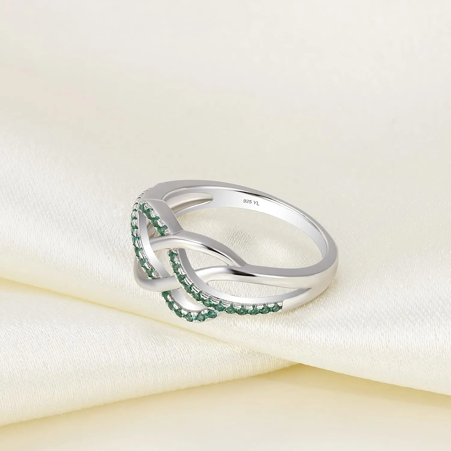 YL Celtic Knot Rings 925 Sterling Silver Twisted Knot Ring 18k White Gold Plated Infinity Statement Rings