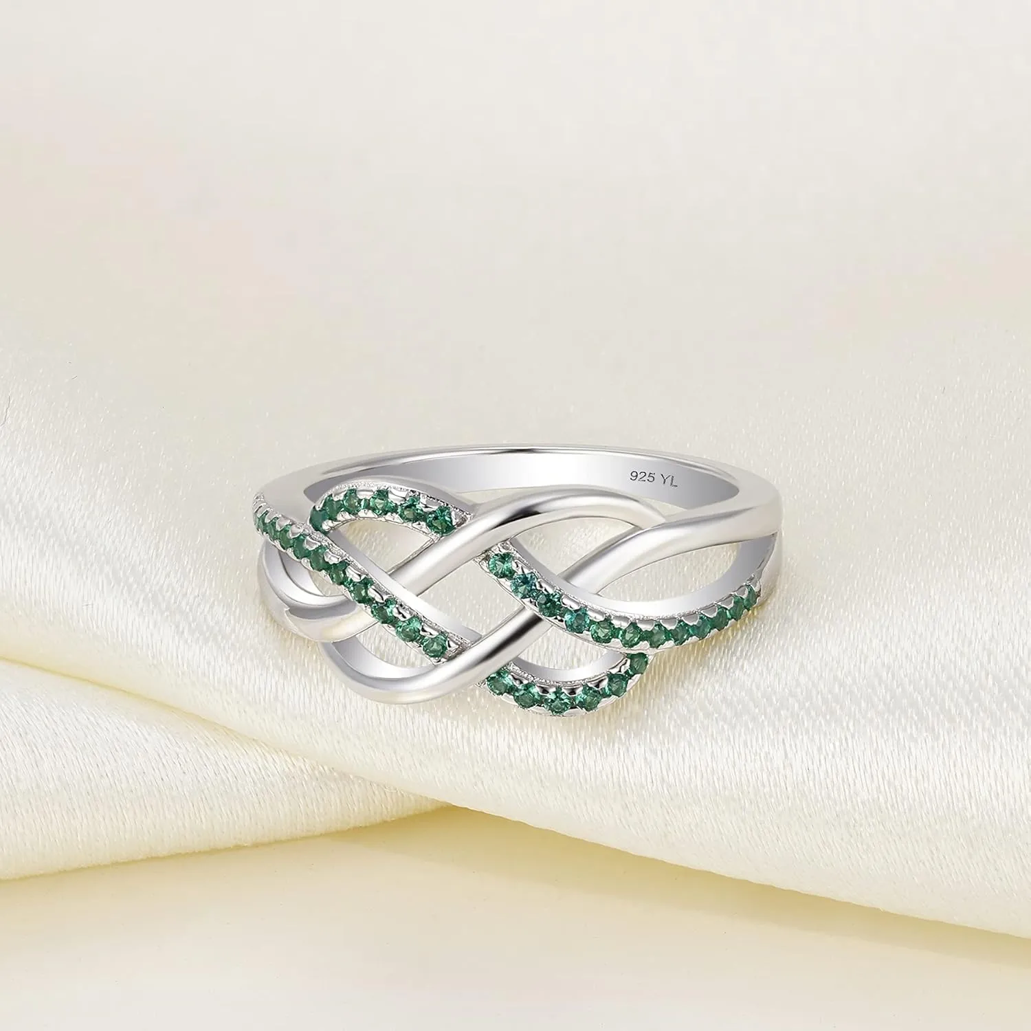 YL Celtic Knot Rings 925 Sterling Silver Twisted Knot Ring 18k White Gold Plated Infinity Statement Rings