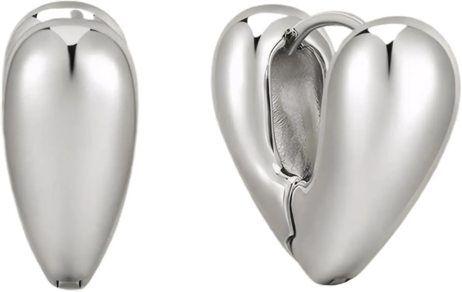 ZRU Silver Chunky Hoop Earrings for Women, Heart Chunky Thick Hoops Earrings Hypoallergenic Cartilage Piercing Jewelry Trendy Gifts