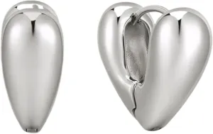 ZRU Silver Chunky Hoop Earrings for Women, Heart Chunky Thick Hoops Earrings Hypoallergenic Cartilage Piercing Jewelry Trendy Gifts