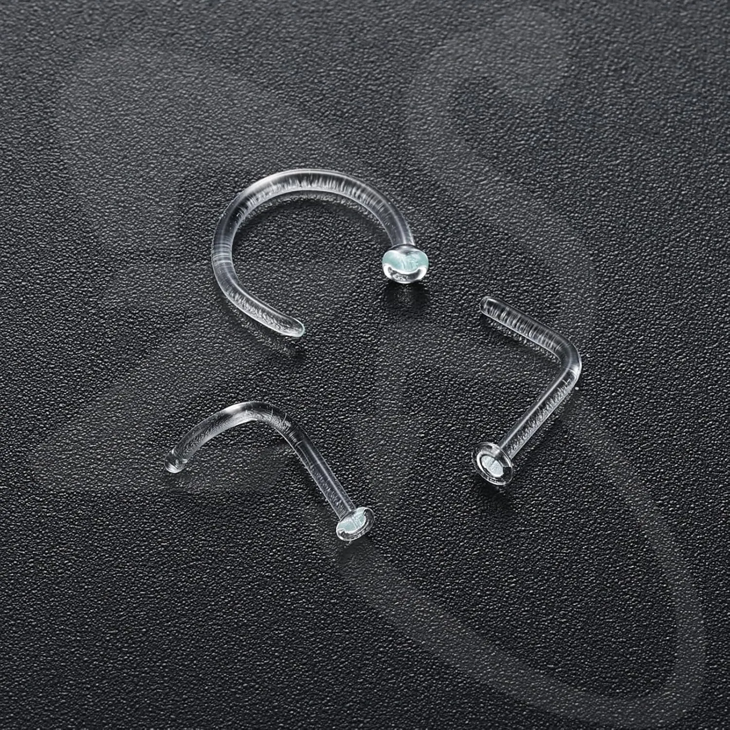 ZS 3Pcs Glass Nose Piercing Retainer Clear Nose Studs, 18G Curved Cartilage Conch Helix Clear Nose Rings Septum Piercing Jewelry for Men Women